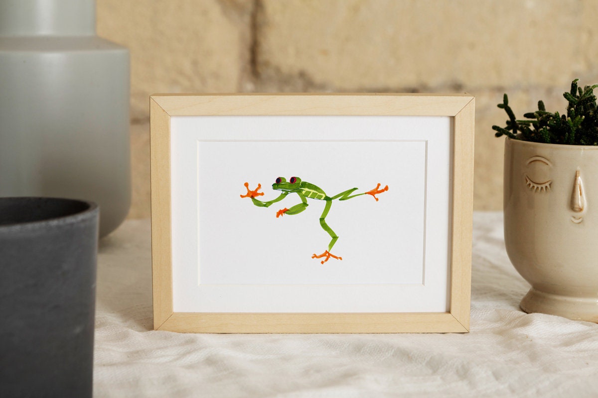 Frog Printable Art, Funky Wall Art, Natural Nursery Decor, Frog Png, Cute Shelf Decor, Froggy Friend, Frog Gifts