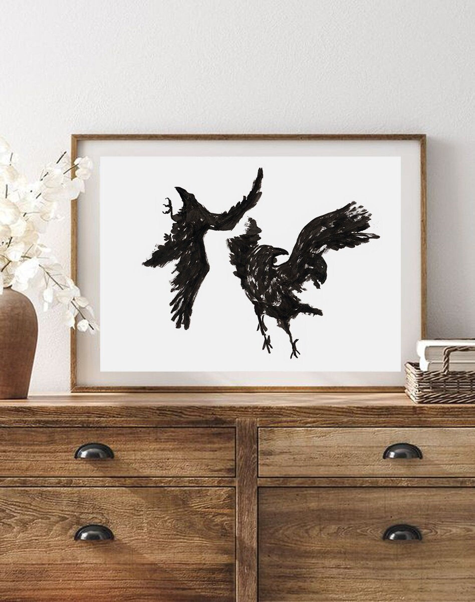 Crow Sketch, Instant Download, Png, Raven, Carrion Crow, Bird Wall Art, British Garden Birds, Crow Wall Art, Crow Printable, Dark Academia