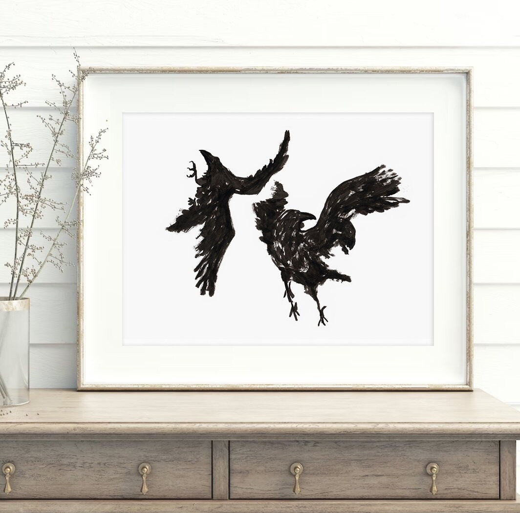 Crow Sketch, Instant Download, Png, Raven, Carrion Crow, Bird Wall Art, British Garden Birds, Crow Wall Art, Crow Printable, Dark Academia