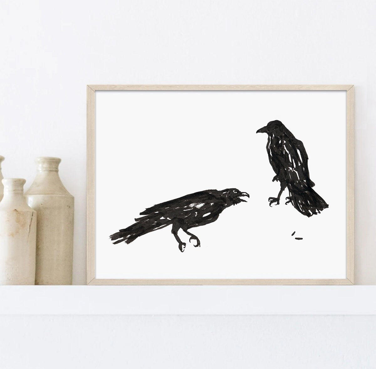 Crow Art, Minimalist Crow Art, Crow Sketch, Gifts for Goth, Crow Drawing, Spirit Animal Print, Edgar Allen Poe, British Garden Birds, Raven