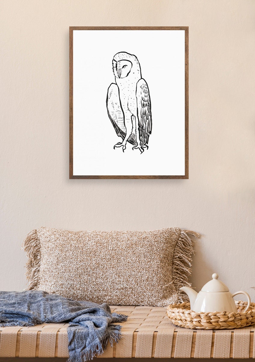 Barn Owl Art, Owl Printable, Owl Baby Shower, Owl Poster, Owl Clipart, Owl Png, Owl Gifts for Wowen, Owl Lover, Symbol of Wisdom, Magic Owl