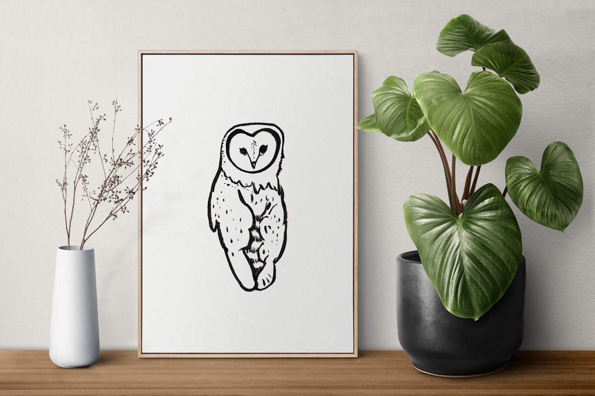 Owl Lovers Gift, Barn Owl Printable, Dorm Decor, Owl SVG, Barn Owl Png, Birds of Prey, Owl minimalist, Wisdom Symbol, Wizard Bird, Owl Decor