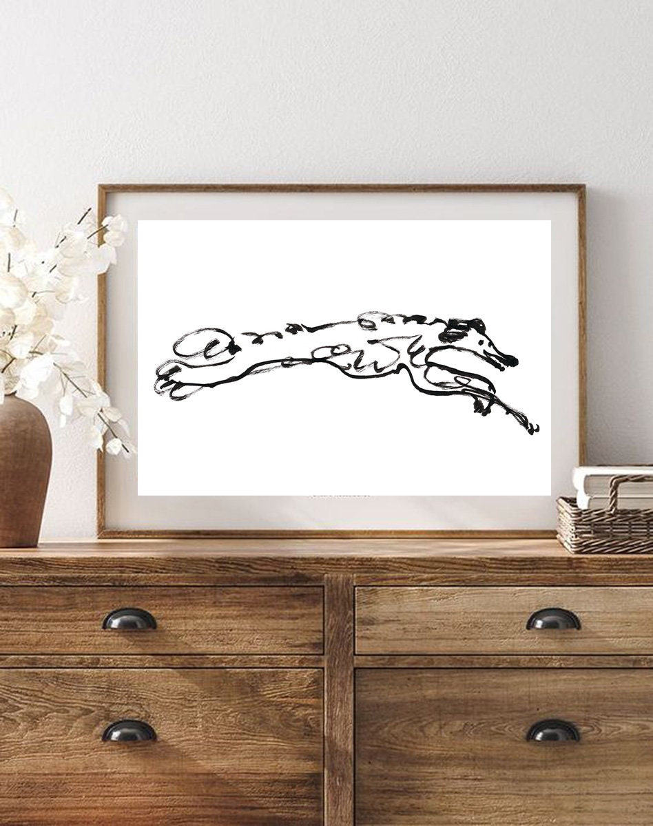 Sighthound Print, Happy Running Dog, Digital Download, Dog Lover Gifts, Whippet Owner Gift
