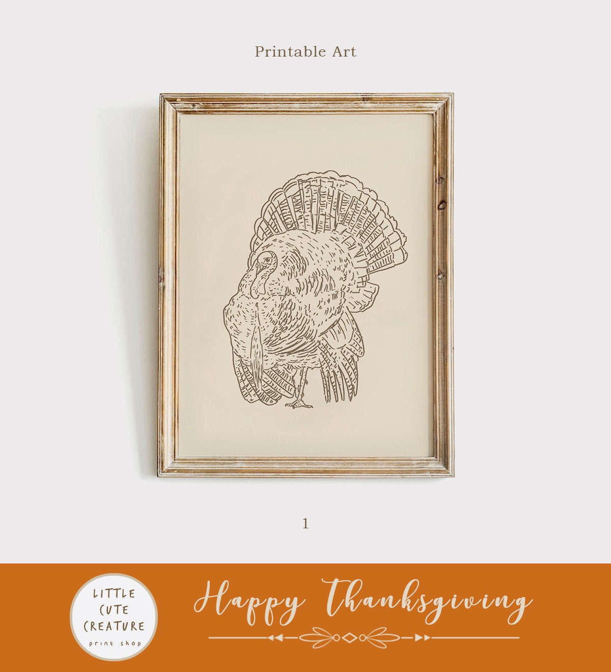 Set of Three Turkey Print, Instant Download, Thanksgiving Printable Wall Art, Kitchen Autumn Decor, Beige Neutral Print, Digital Download