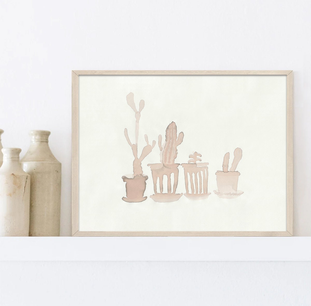 Cactus Print, Home Plants Botanical Wall Decor, Digital Download, Succulent Print, Cactus Lover Gifts, Boho Printable Art, Watercolor Cactus