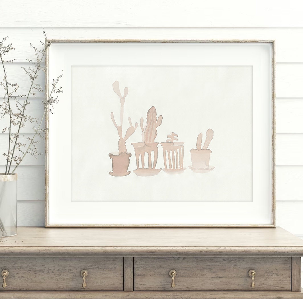 Cactus Print, Home Plants Botanical Wall Decor, Digital Download, Succulent Print, Cactus Lover Gifts, Boho Printable Art, Watercolor Cactus