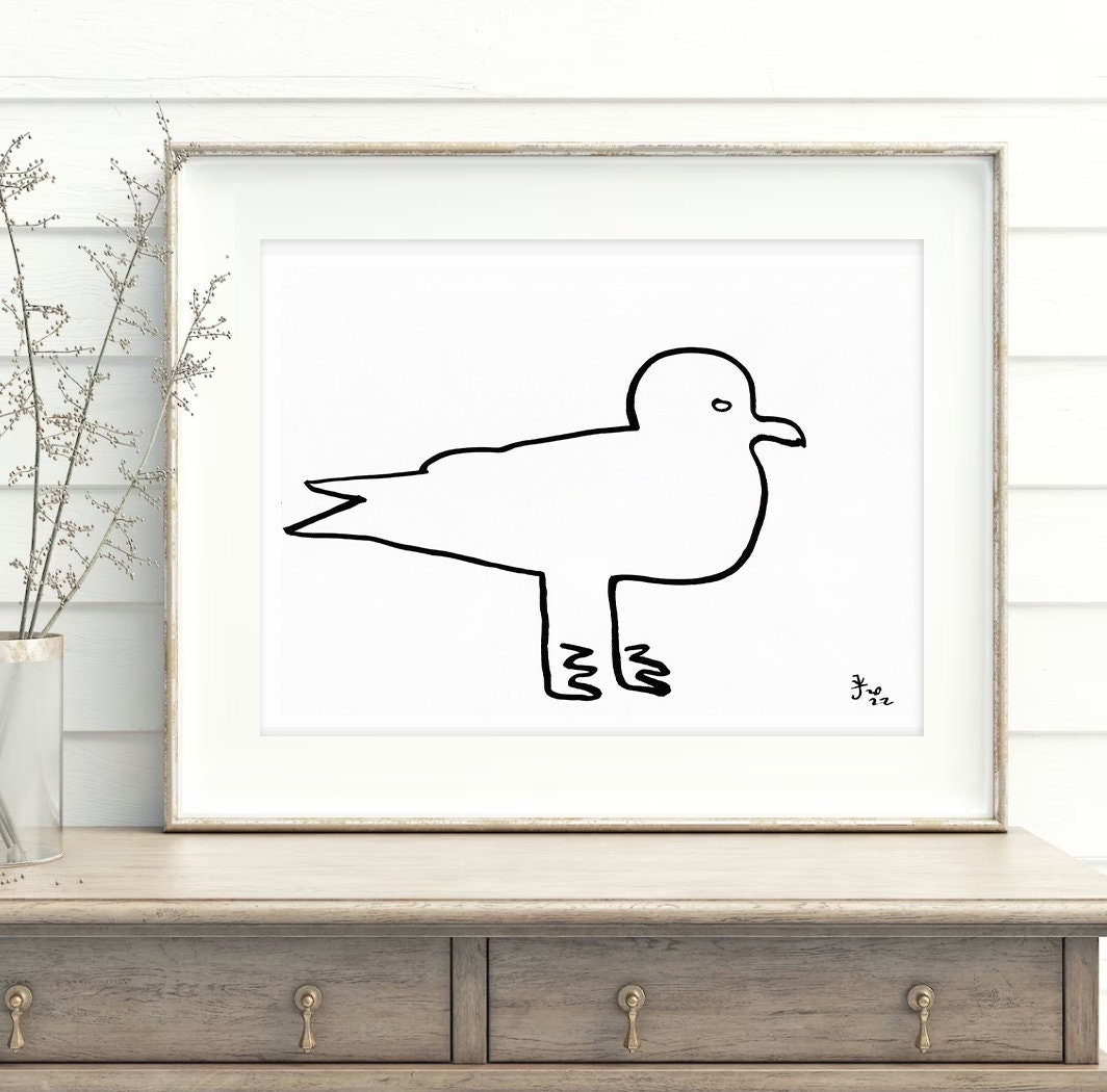 Minimalist Seagull Print, Instant Download, Svg Seagull, Png Seagull, Line Art Coastal Decor, Seagull Baby Shower Decor, Cut File Nautical