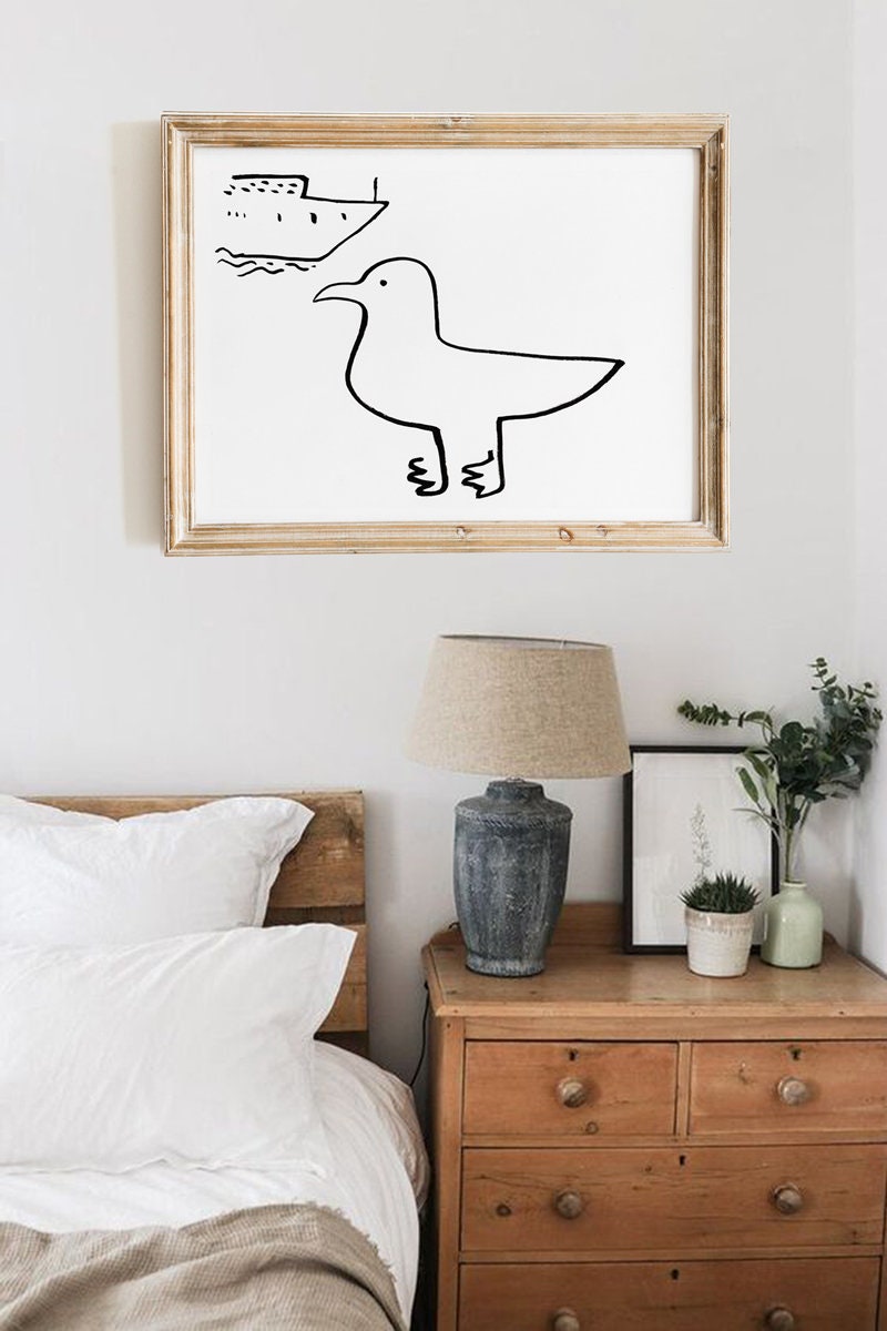 Nautical Print, Seagull Print, Downloadable Art, Seagull Printable Illustration, Ocean Print, Maritime Wall Art, Coastal Room Decor
