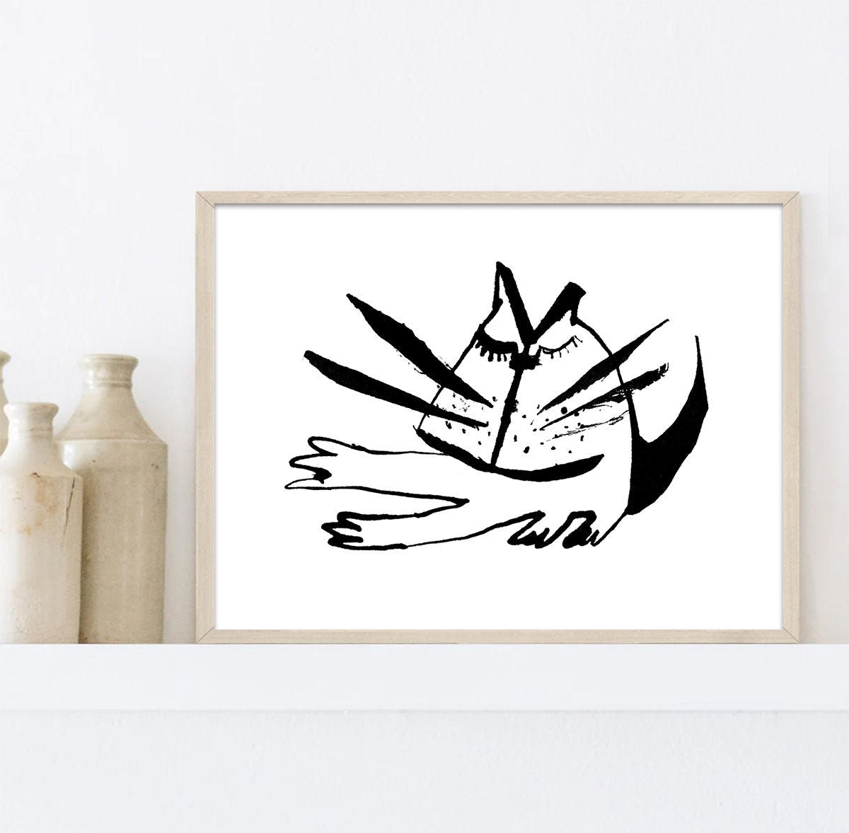 Whimsical Cat Print, Digital Download, Gifts for Cat Lover, Cat Poster, Cat Decor, Cat Art, Cat Png, Cat Silhouette Svg, Animal Illustration
