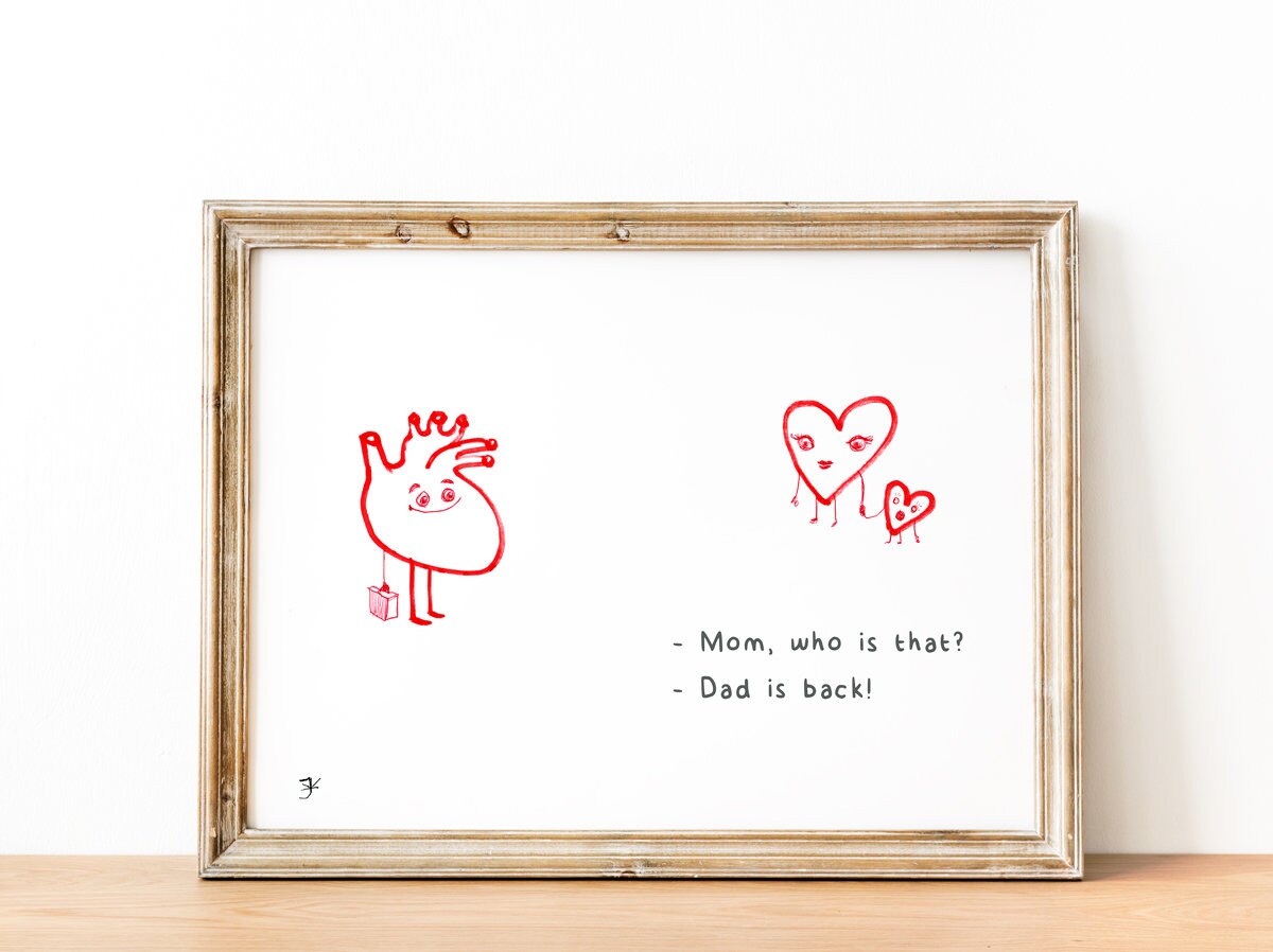 Art from the Heart, Printable Funny Wall Art, Heart Art, Family Reunion Decor, Father's Day Print, Digital Download, Valentines Day Print