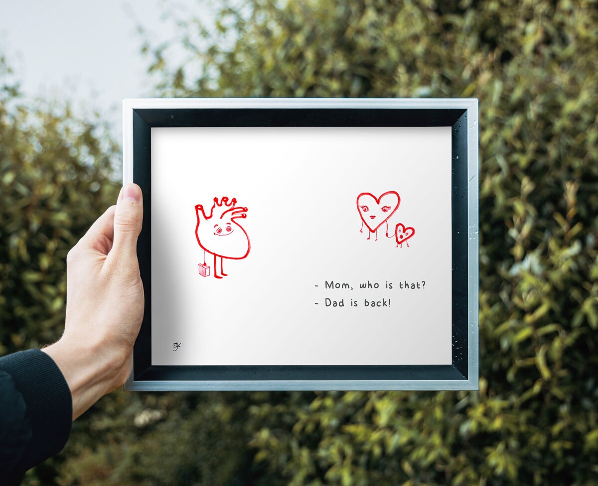 Art from the Heart, Printable Funny Wall Art, Heart Art, Family Reunion Decor, Father's Day Print, Digital Download, Valentines Day Print