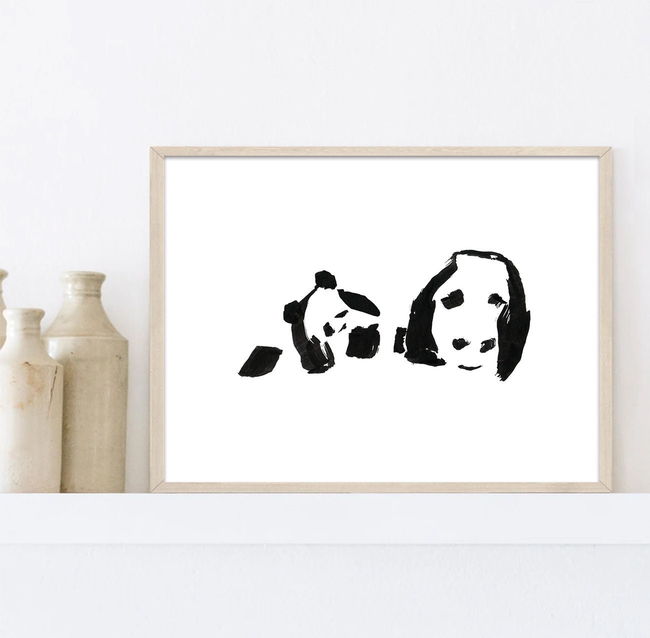 Abstract Panda Print, Black and White Wall Decor, Minimalist Panda Art, Cute Panda, Giant Panda, Wildlife Print, Animal Decor