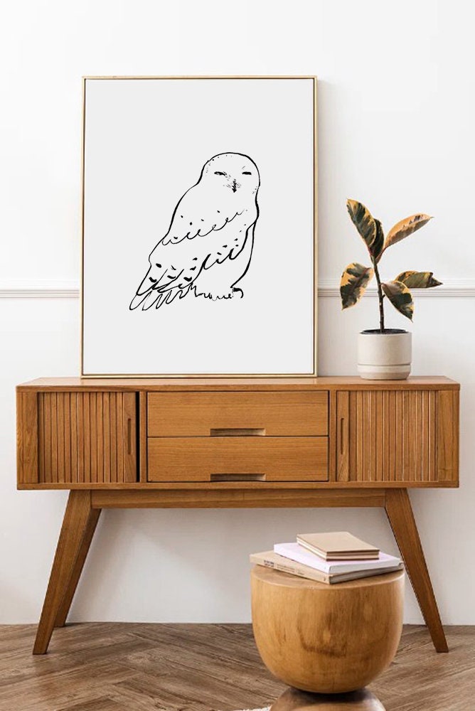 Snowy Owl, Magic Owl, Digital Download, Owl Print, Wildlife illustration, White Owl Decor, Owl Wall Art, Minimalist Owl, Hedwig Owl, HP Owl