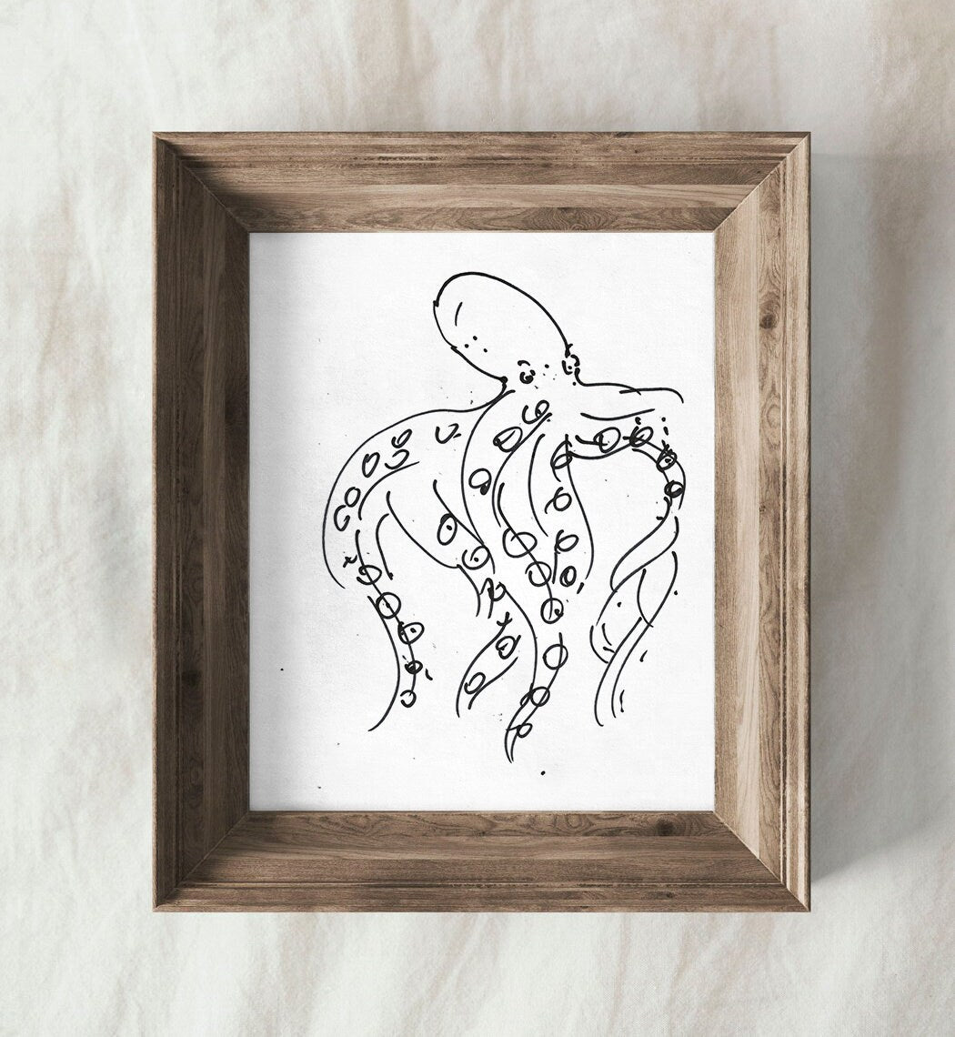 Octopus Print, Nautical Wall Art, Tentacles Printable, Digital Download, Octopus Png, Octopus Svg, Octopus Cut File, Silhouette Octopus Art