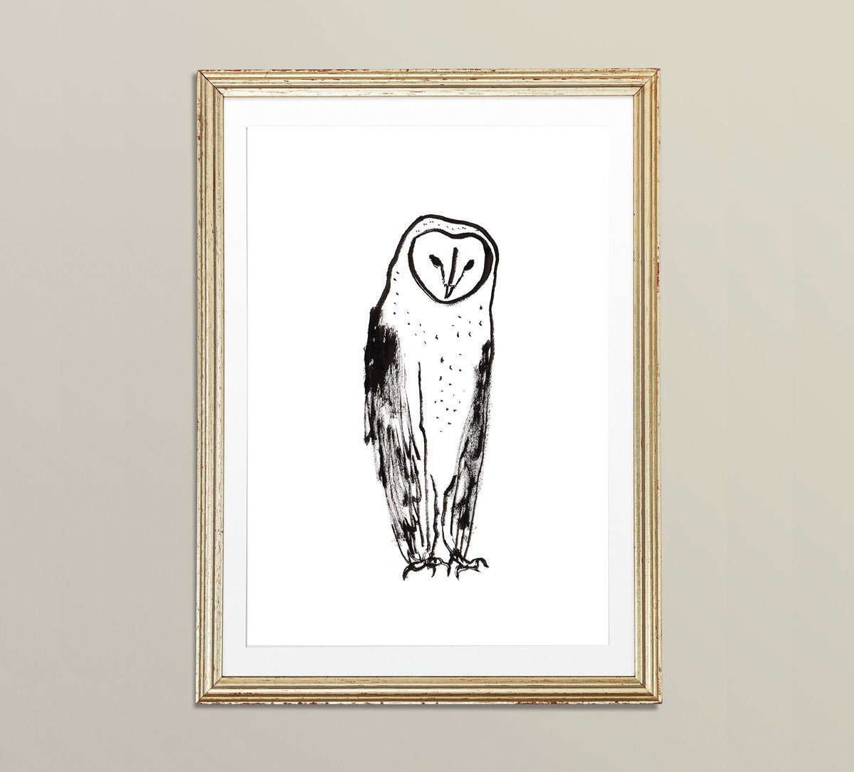 Barn Owl Print, Black and White Bird, North American Owl, Wisdom Print, Owl Wall Art, Instant Download, Owl Drawing, Owl Art