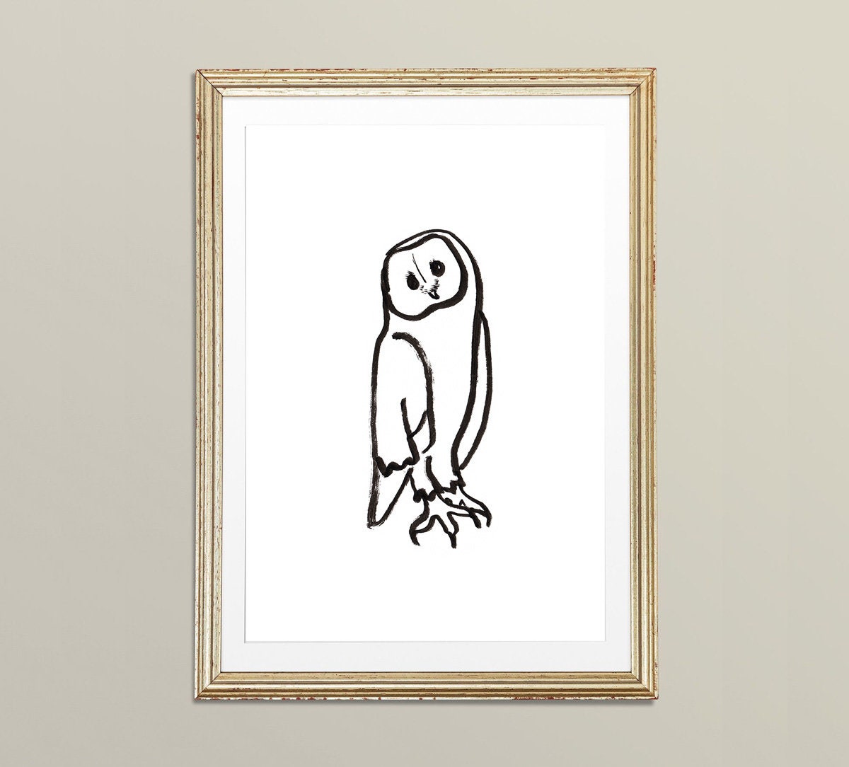 Owl Poster, Woodland Creatures Baby Shower, Barn Owl Art Print, Witchy Room Decor, Owl Digital Download, Minimalist Owl Drawing, Owl Png
