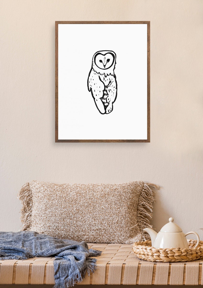 Owl Lovers Gift, Barn Owl Printable, Dorm Decor, Owl SVG, Barn Owl Png, Birds of Prey, Owl minimalist, Wisdom Symbol, Wizard Bird, Owl Decor