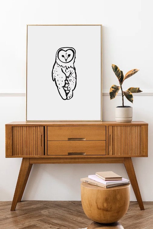 Owl Lovers Gift, Barn Owl Printable, Dorm Decor, Owl SVG, Barn Owl Png, Birds of Prey, Owl minimalist, Wisdom Symbol, Wizard Bird, Owl Decor