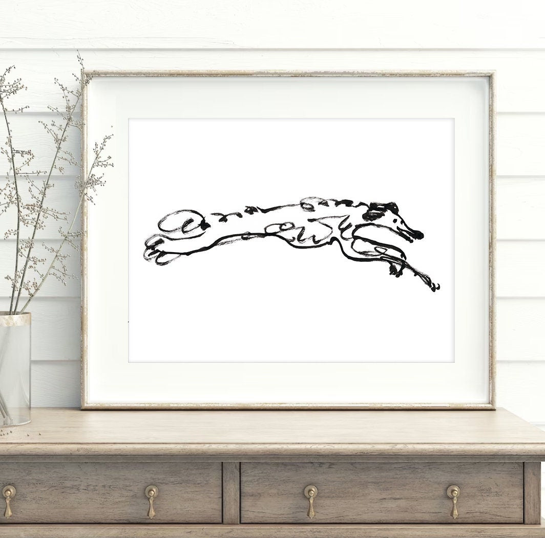 Sighthound Print, Happy Running Dog, Digital Download, Dog Lover Gifts, Whippet Owner Gift