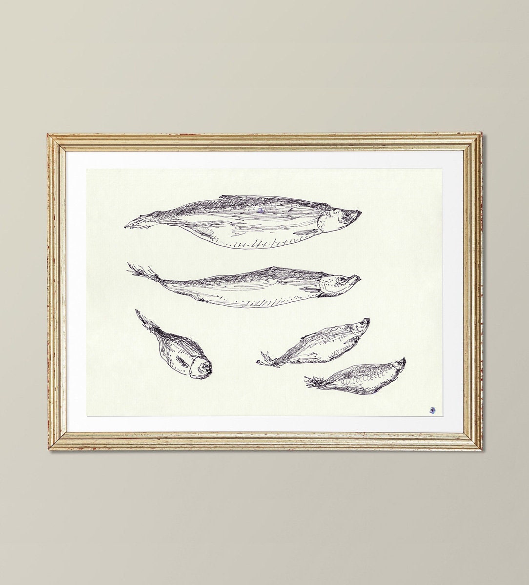 Kitchen Fish Decor, Digital Download, Minimalist Fish Print, Modern Coastal Wall Decor, Sea Life Print, Fish Sketch, Printable Fish Art