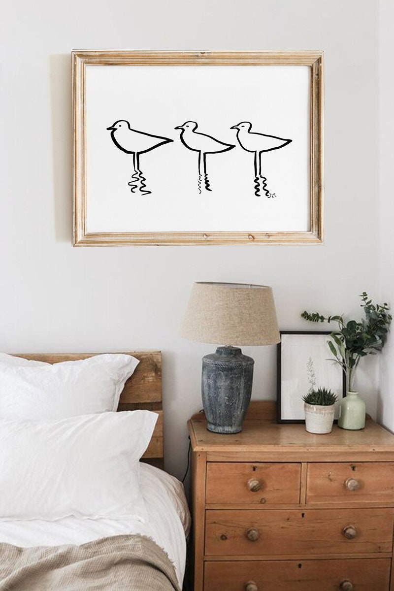 Seagull Print, Coastal Digital Download, Bird Lover Gifts, Water Reflection Print, Black and White Decor, Png Seagull, Svg Seagull
