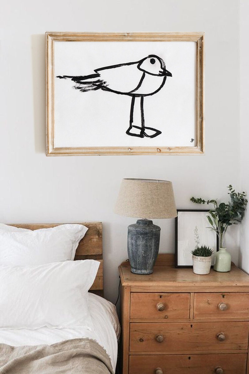 Seagull Printable Art, Beach Bird Print, Living Room Wall Art, Gull Art Print, Bird Poster, Seashore Wall Art, Nautical Wall Art