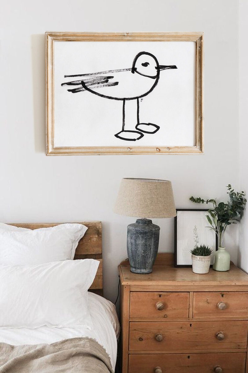 Bird Print, Seagull Digital Download, Bird Drawing, Simple Decor, Downloadable Print, Nursery Bird Art Wall Art