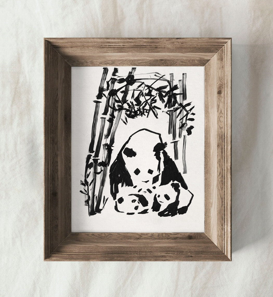 Panda Print, Printable Wall Art, Panda Party Decor, Mothers Day Print, Panda Poster, Digital Download, Panda Kids Art, Nursery Animal Decor