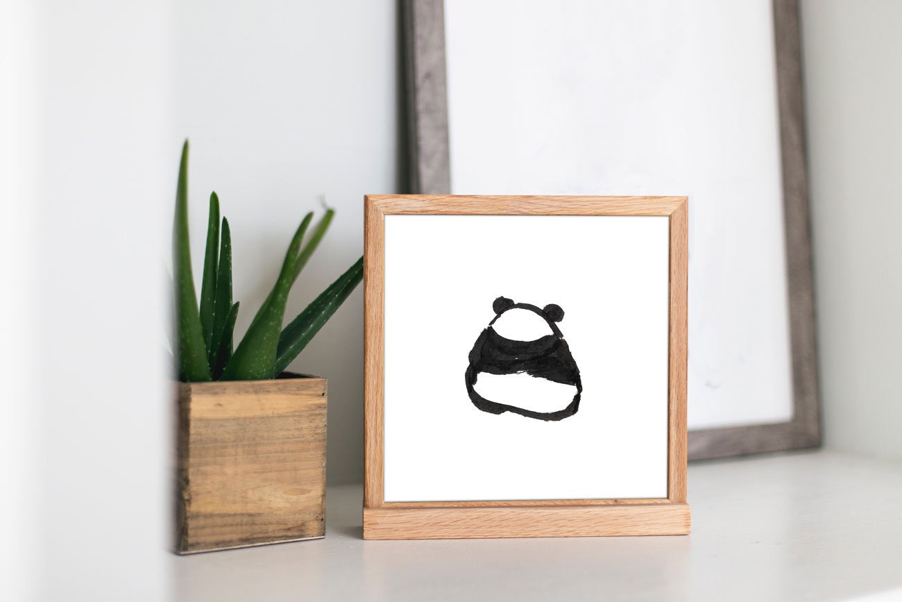 Baby Panda Print, Nursery Animal Wall Art, Mini Panda Poster, Digital Download, Panda Png, Panda Svg, Cute Panda Drawing, Kids Wall Decor