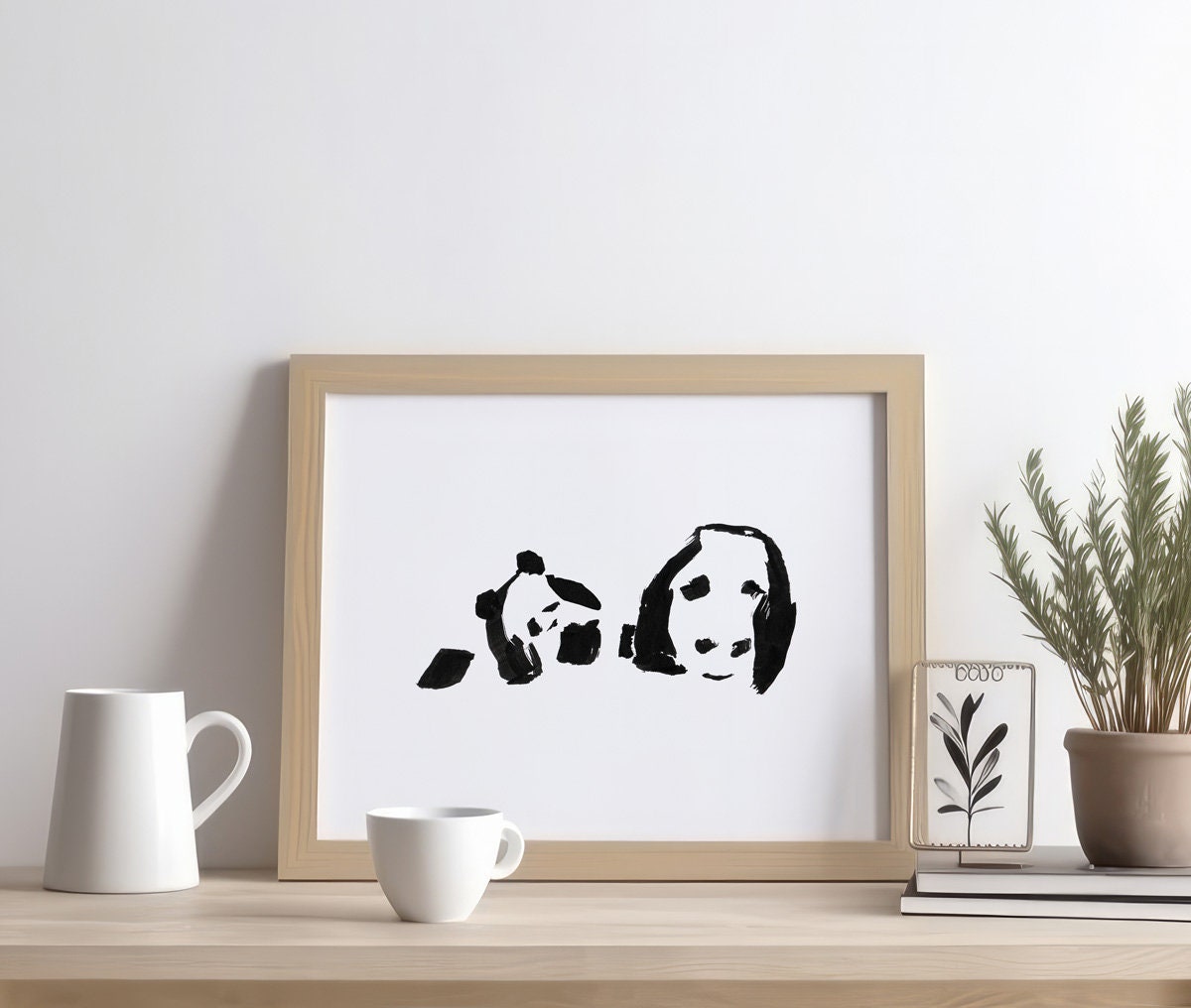 Abstract Panda Print, Black and White Wall Decor, Minimalist Panda Art, Cute Panda, Giant Panda, Wildlife Print, Animal Decor