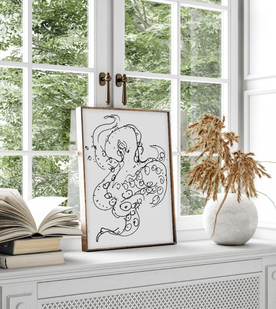 Tentacles Wall Art, Octopus Digital Download, Bathroom Decor, Octopus Artwork, Sea Animal Art, Octopus Png, Octopus Svg, Art Maritime