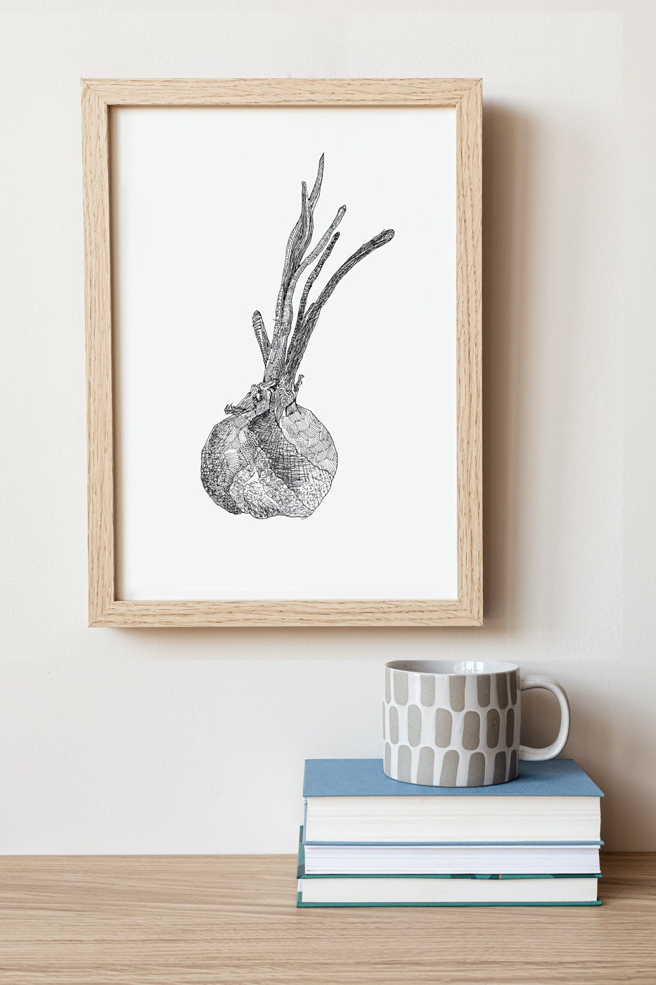 Onion Print, Vegetable Print, Digital Download, Pen Drawing, Kitchen Wall Decor, Black and White Illustration, Onion Printable, Vegan Print