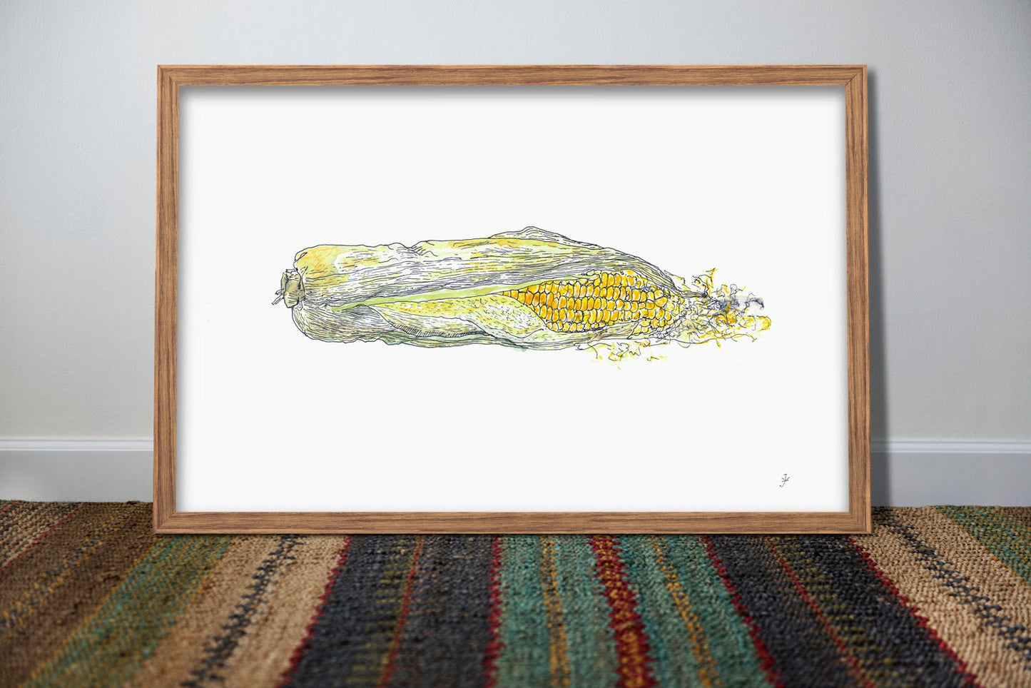 Corn Kitchen Print, Farmhouse Wall Decor, Instant Download, Printable Corn Illustration, Autumn Wall Art, Fall Digital Download, Rustic Art
