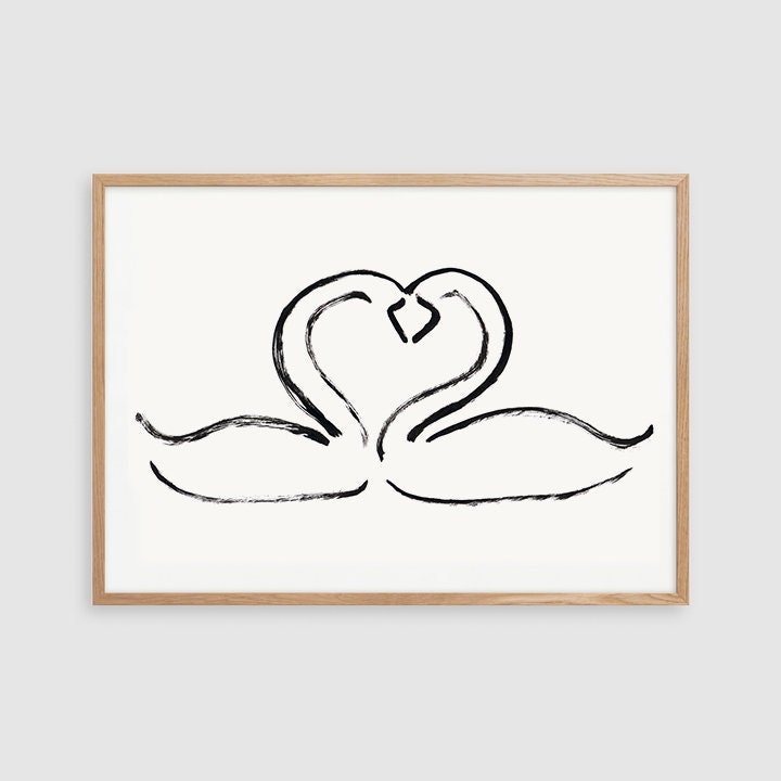 Minimalist Swan Print | Valentine Day Decor | Digital Download | Neutral Wall Art Printable | Country Farmhouse Deco