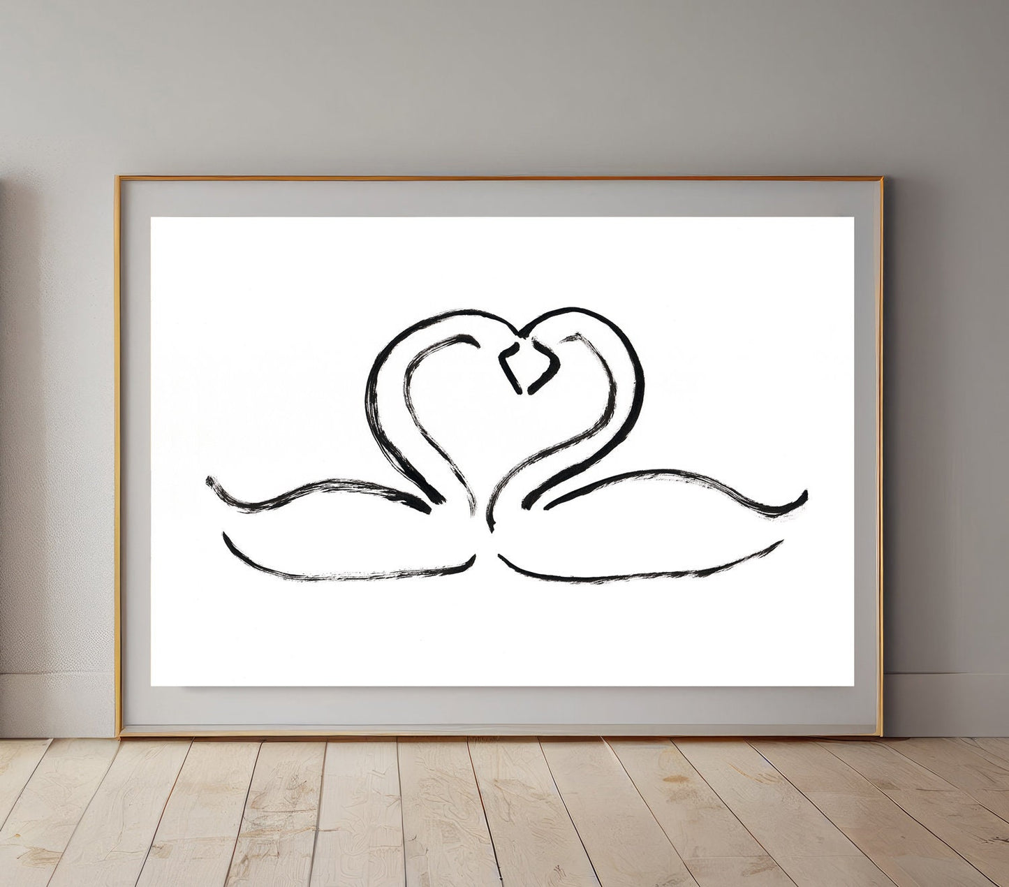 Minimalist Swan Print | Valentine Day Decor | Digital Download | Neutral Wall Art Printable | Country Farmhouse Deco
