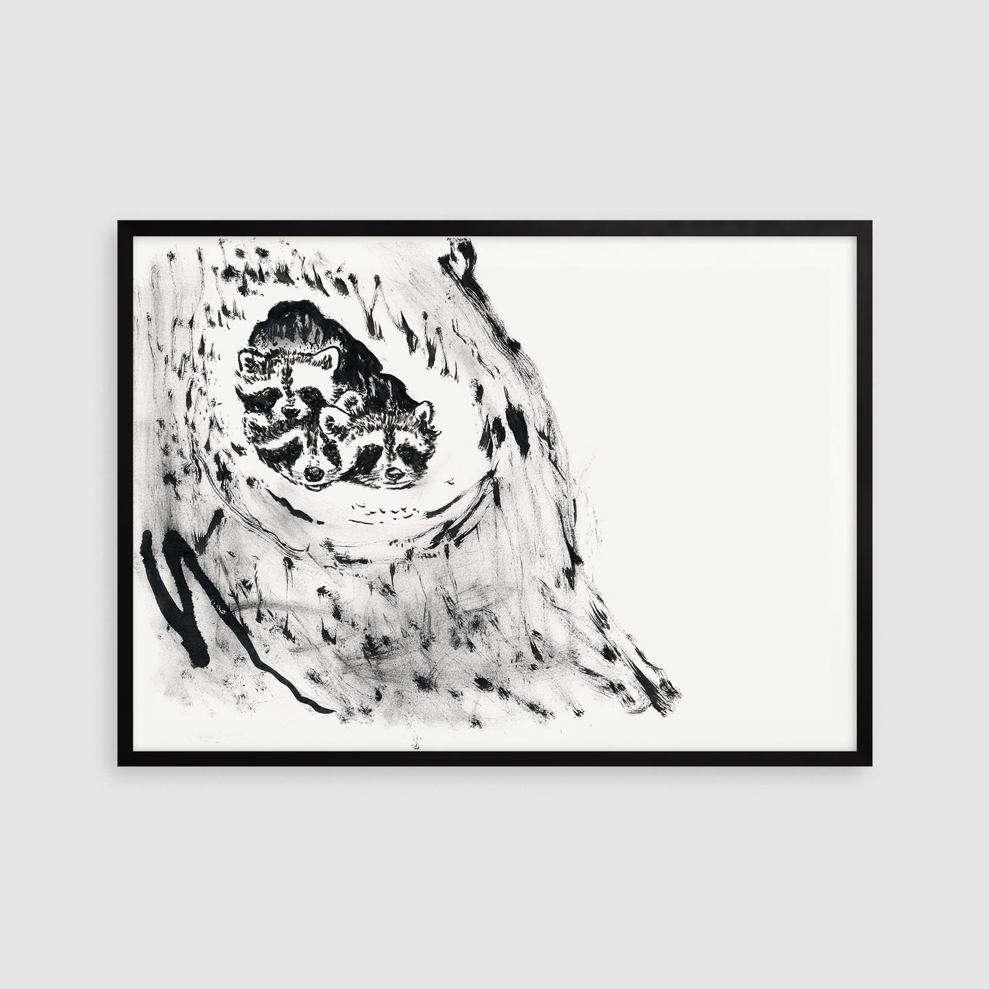 Raccoon in Hollow Tree ~ Digital Print ~ Woodland Wall Art ~ Cute Raccoons Printable ~ Raccoon Gifts ~ Animal Nursery Art