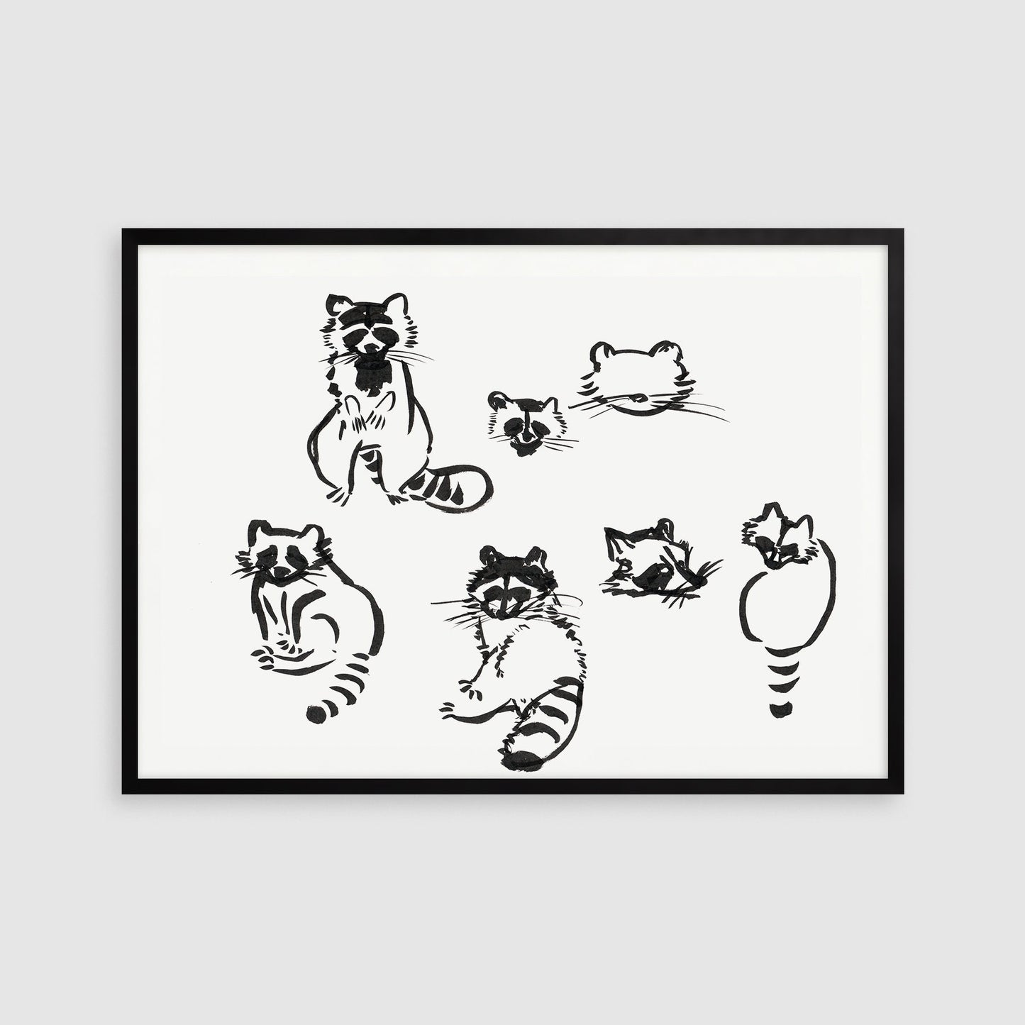 Raccoon Art Printable, Ink Sketches of Raccoon, Digital Download, Woodland Decor
