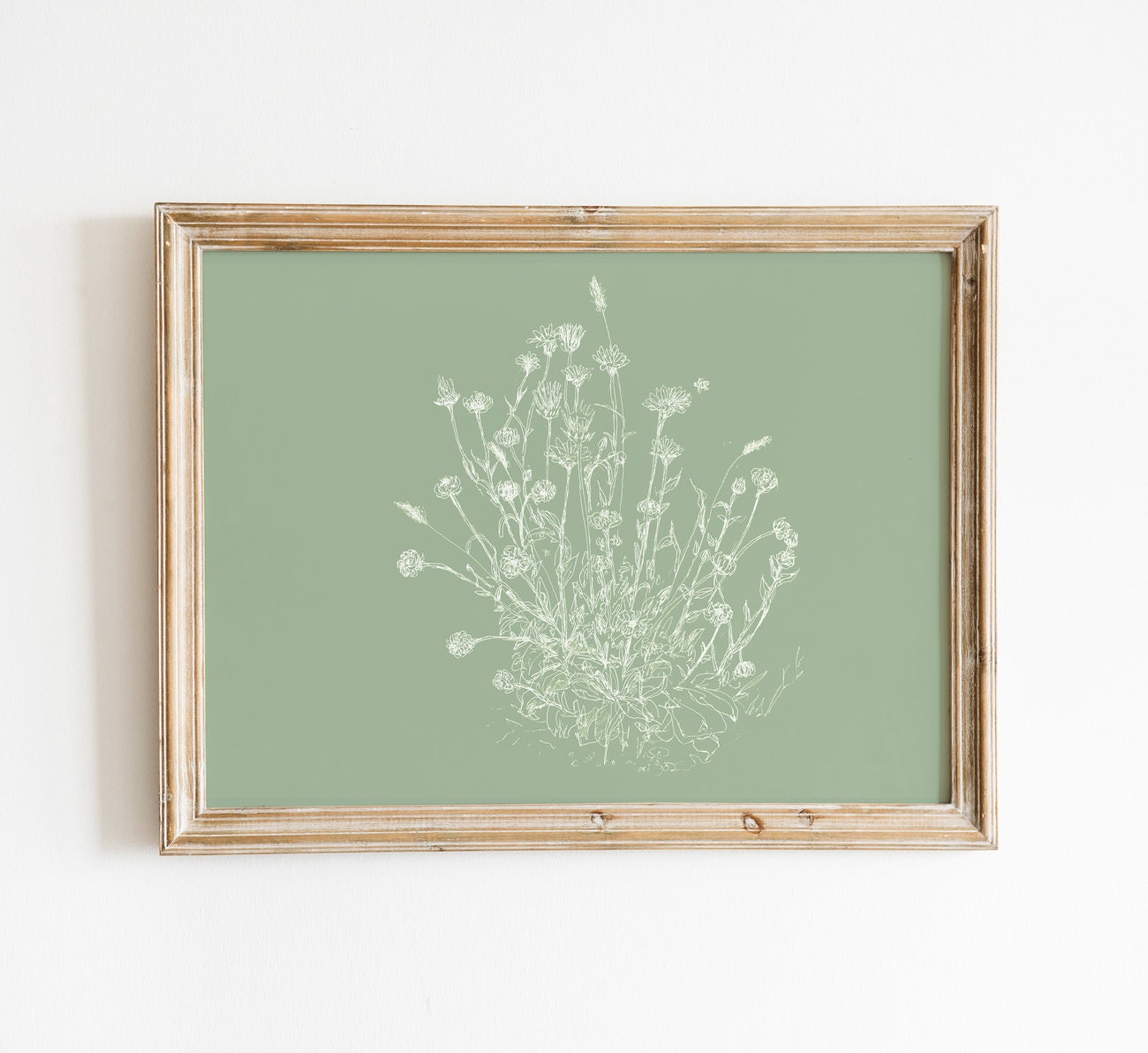 Botanical Flower Print, Green Home Decor, Digital Download, Calendula Wall Art, Floral Boho Print, Mint Green Wall Decor