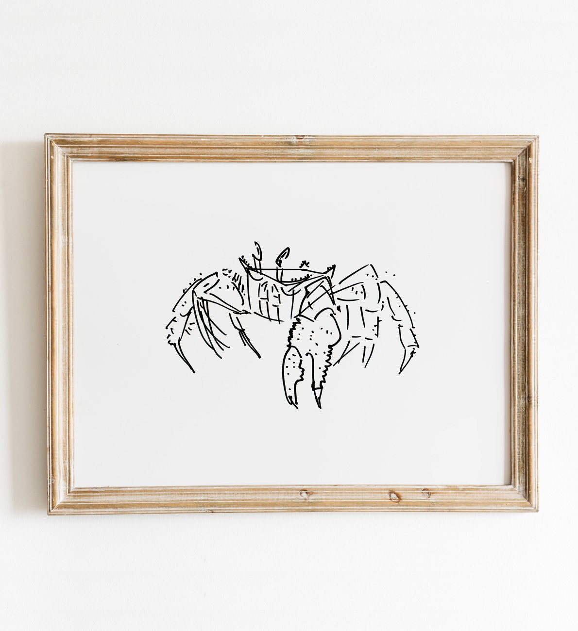 Crab Print, Simple Crustacean Drawing, Instant Download, Coastal Print, Crabs Ink Sketch, Black and White Maritime Decor