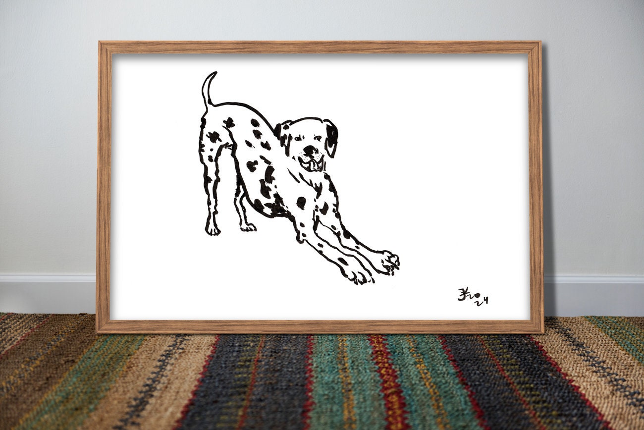 Dalmatian Digital Download Poster, Pet Dog Nursery, Dalmatian Adoption, Funny Dog Illustration, Black and White accent Decor, Dalmatians Dog