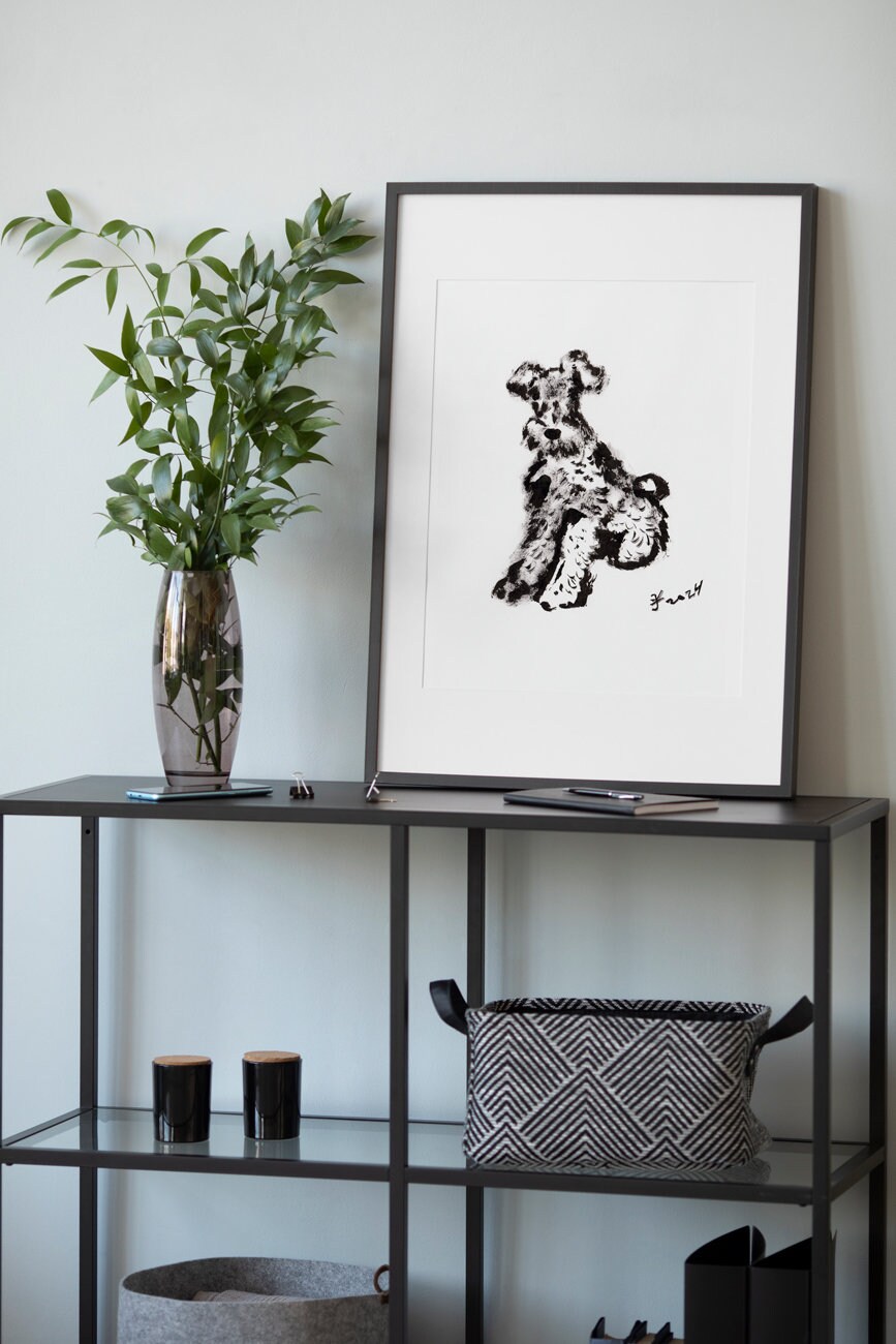Miniature Schnauzer Dog Breed Print, Digital Download, Dog Wall Art, Dog Drawing, Schnauzer Printable, Dog Lover Gifts, Mini Schnauzer Decor
