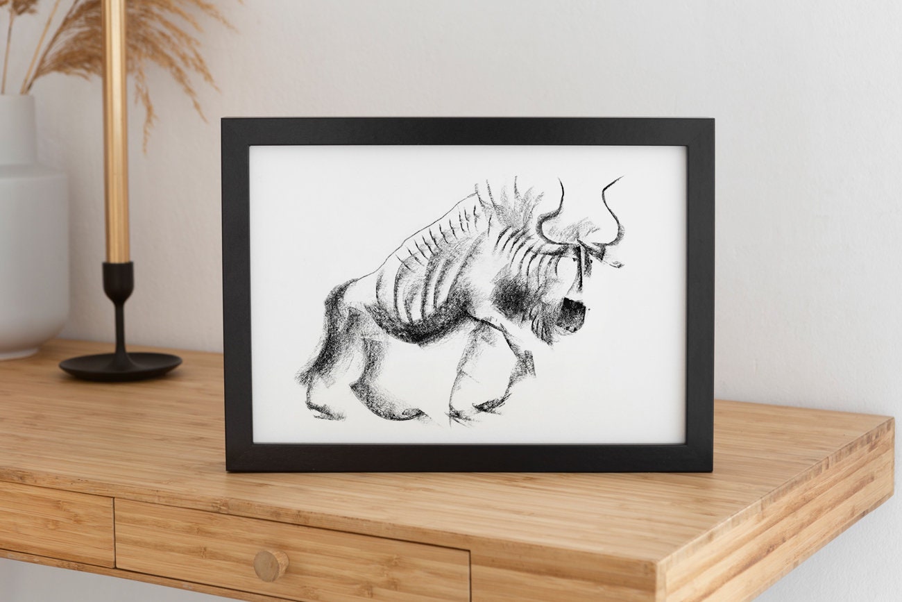 Wildebeest Print, Antelope Digital Download Poster, Tanzania Wall Art, African Safari Art, Nursery Animal Decor, Animal Kingdom, Zoo Print