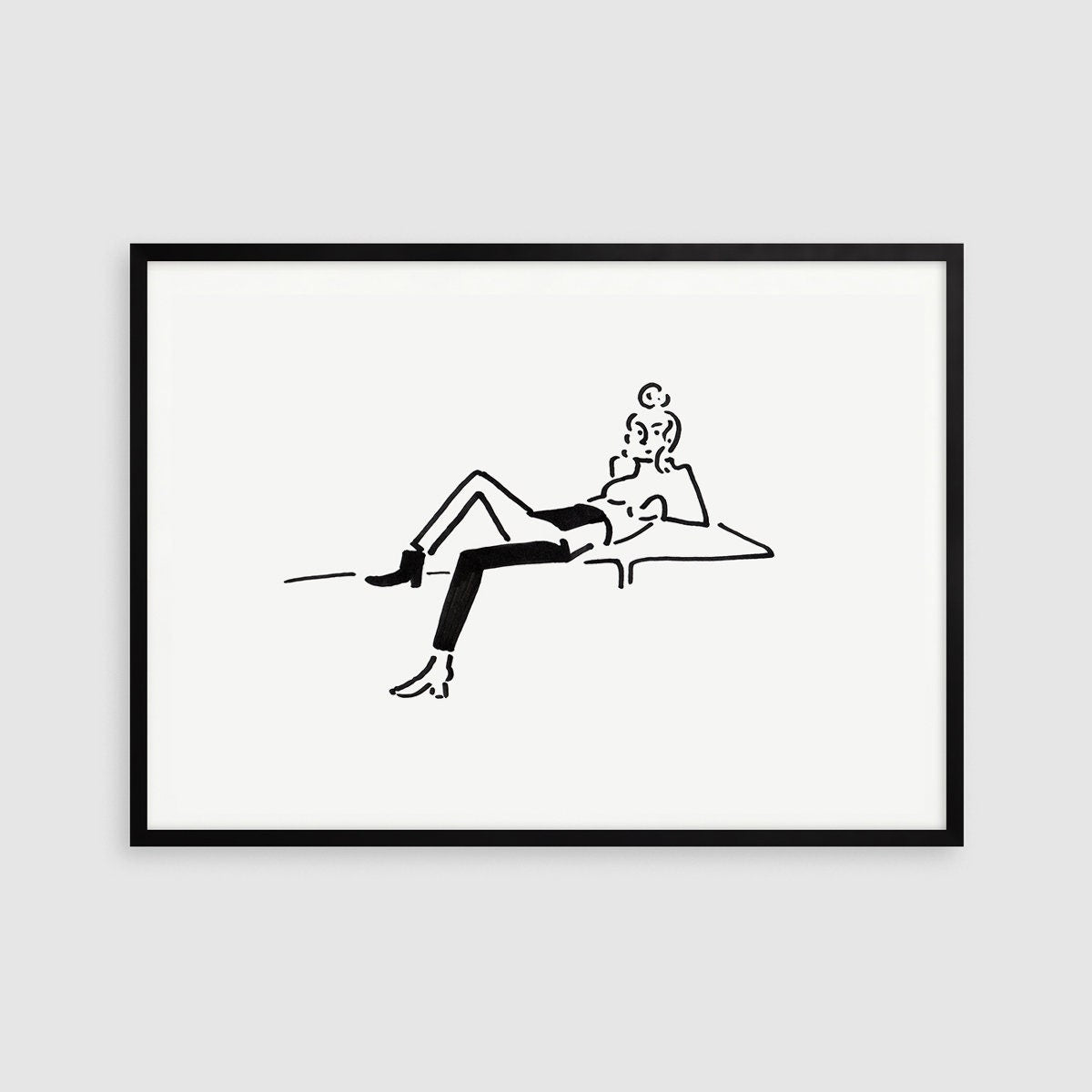 Teen Girl Room Decor, Minimalist Girl Wall Decor, Simple Black and White Illustration, Gift for Her Print, Woman Art, Chill Girl Print