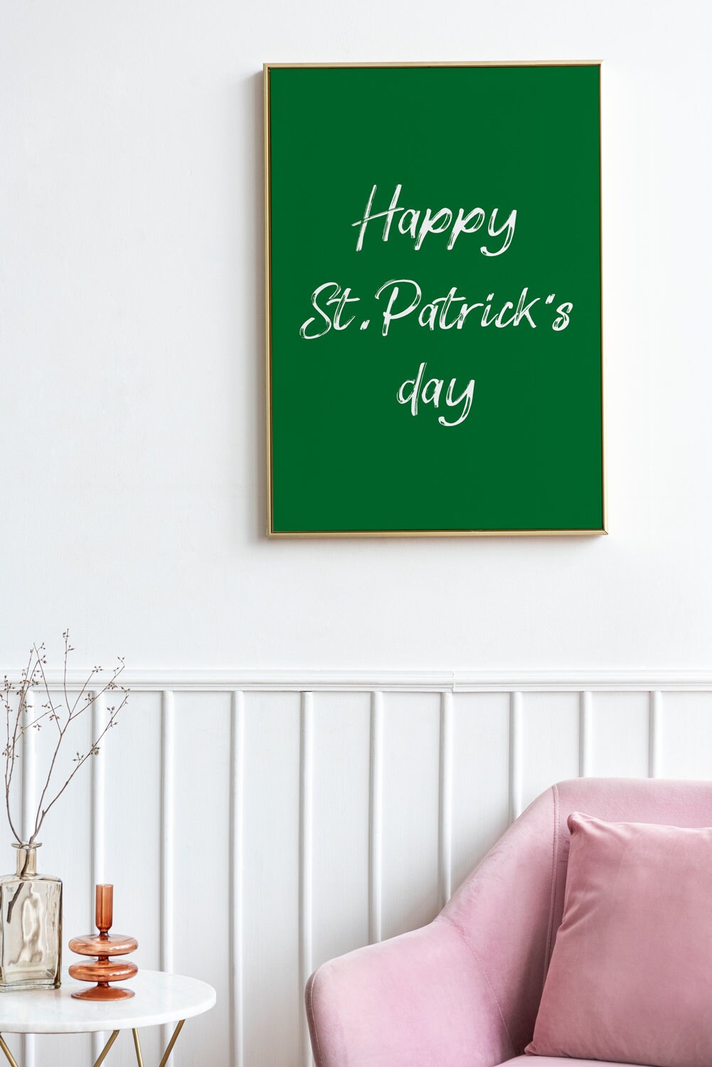 St. Patrick's Day Print, Irish Holiday Digital Download, Green Wall Art, Typography Printable Room Decor, Happy Wish Print