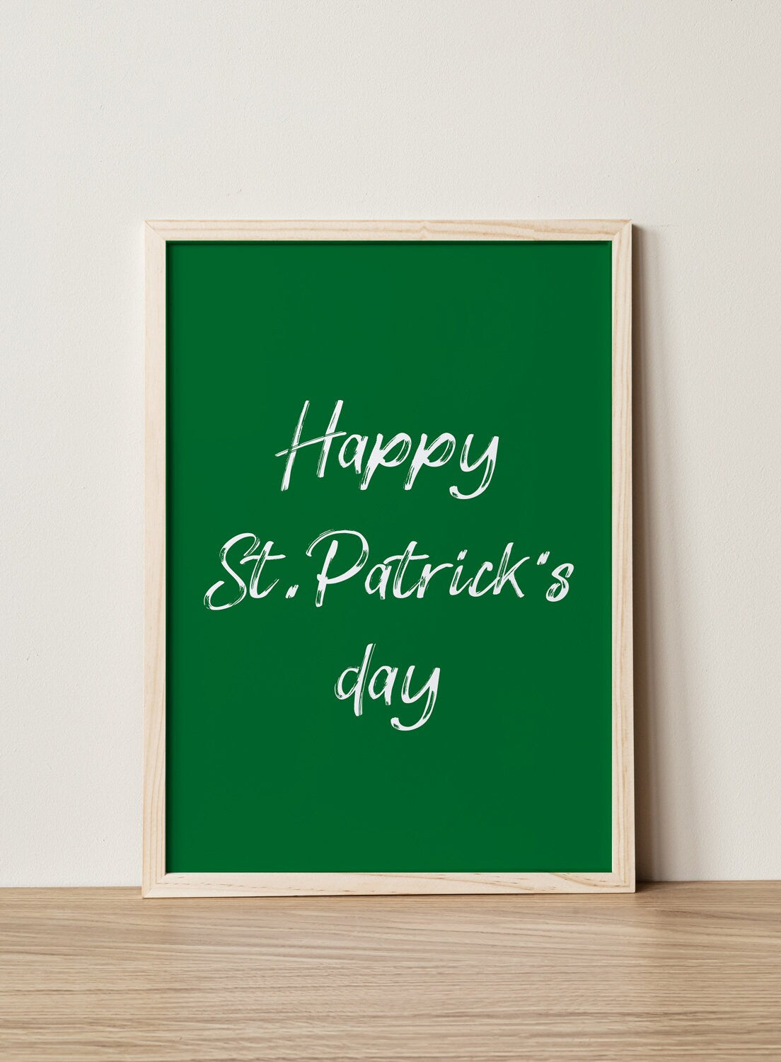 St. Patrick's Day Print, Irish Holiday Digital Download, Green Wall Art, Typography Printable Room Decor, Happy Wish Print
