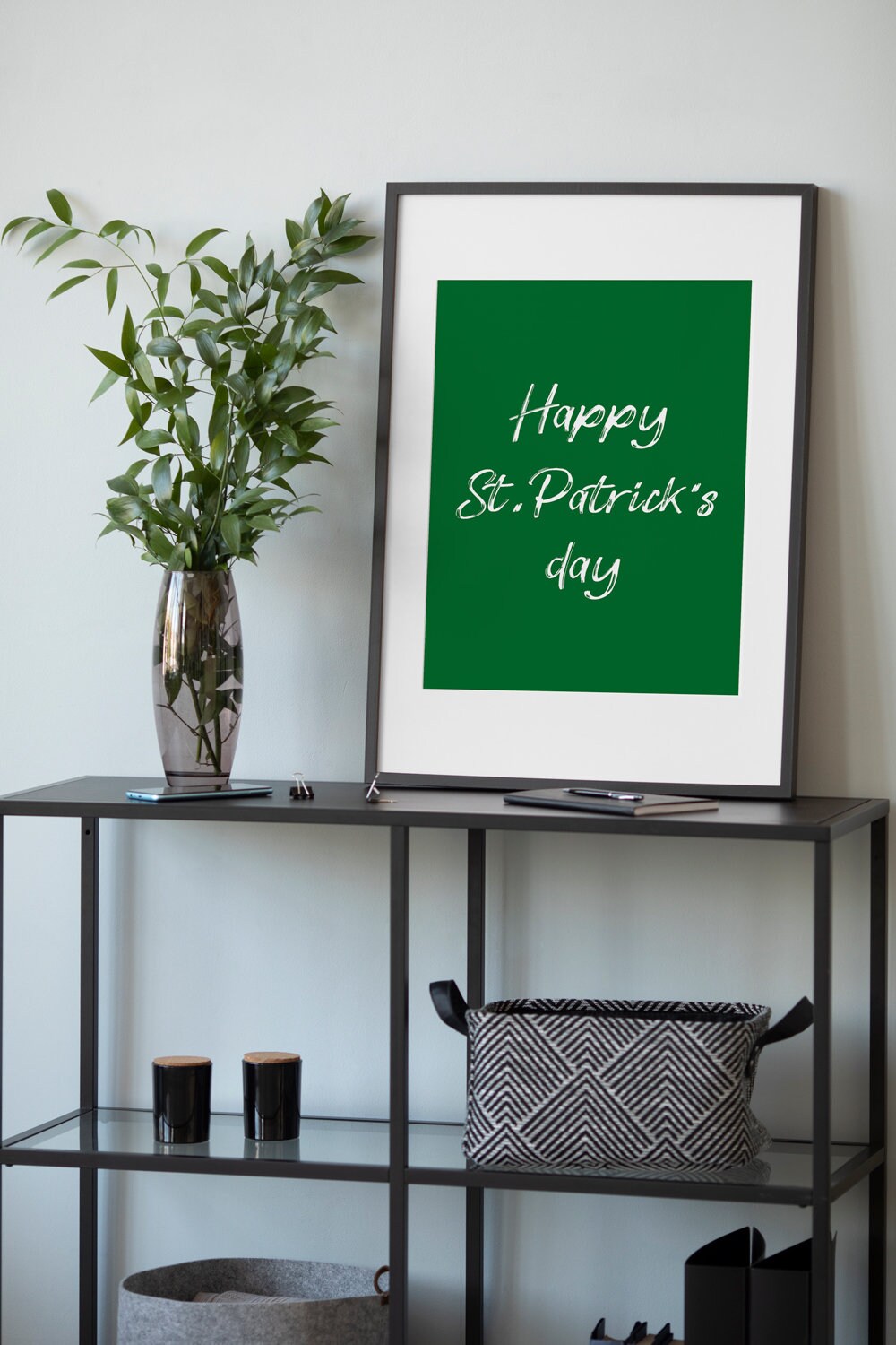 St. Patrick's Day Print, Irish Holiday Digital Download, Green Wall Art, Typography Printable Room Decor, Happy Wish Print