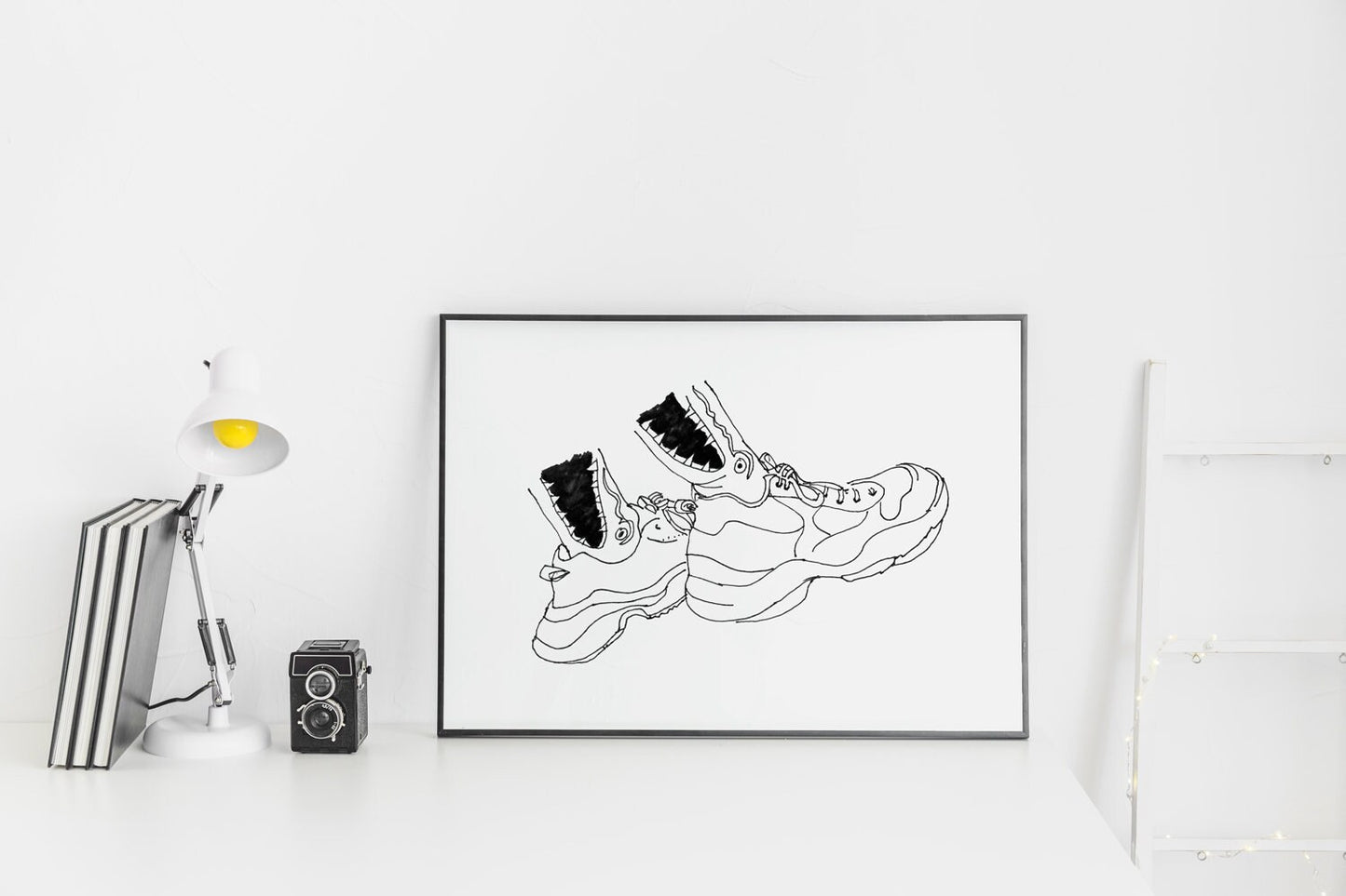 Sneakerhead Room Art, Digital Download, Teen Boy Wall Art, Black and White Poster, Sneaker Drawing, Line Art Illustration, Printable Shoes