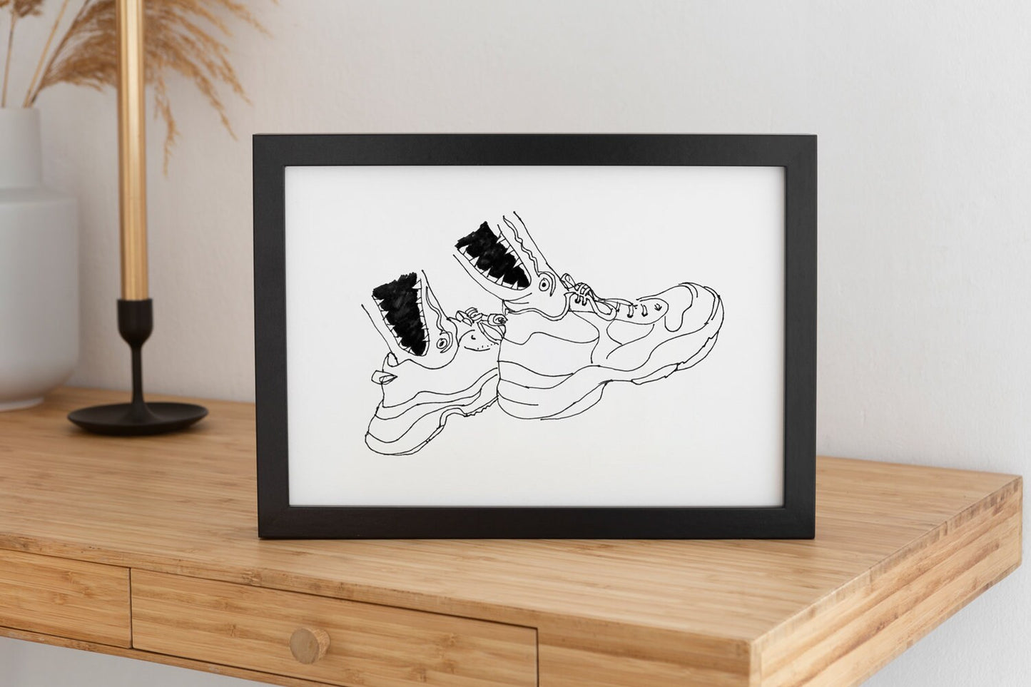 Sneakerhead Room Art, Digital Download, Teen Boy Wall Art, Black and White Poster, Sneaker Drawing, Line Art Illustration, Printable Shoes