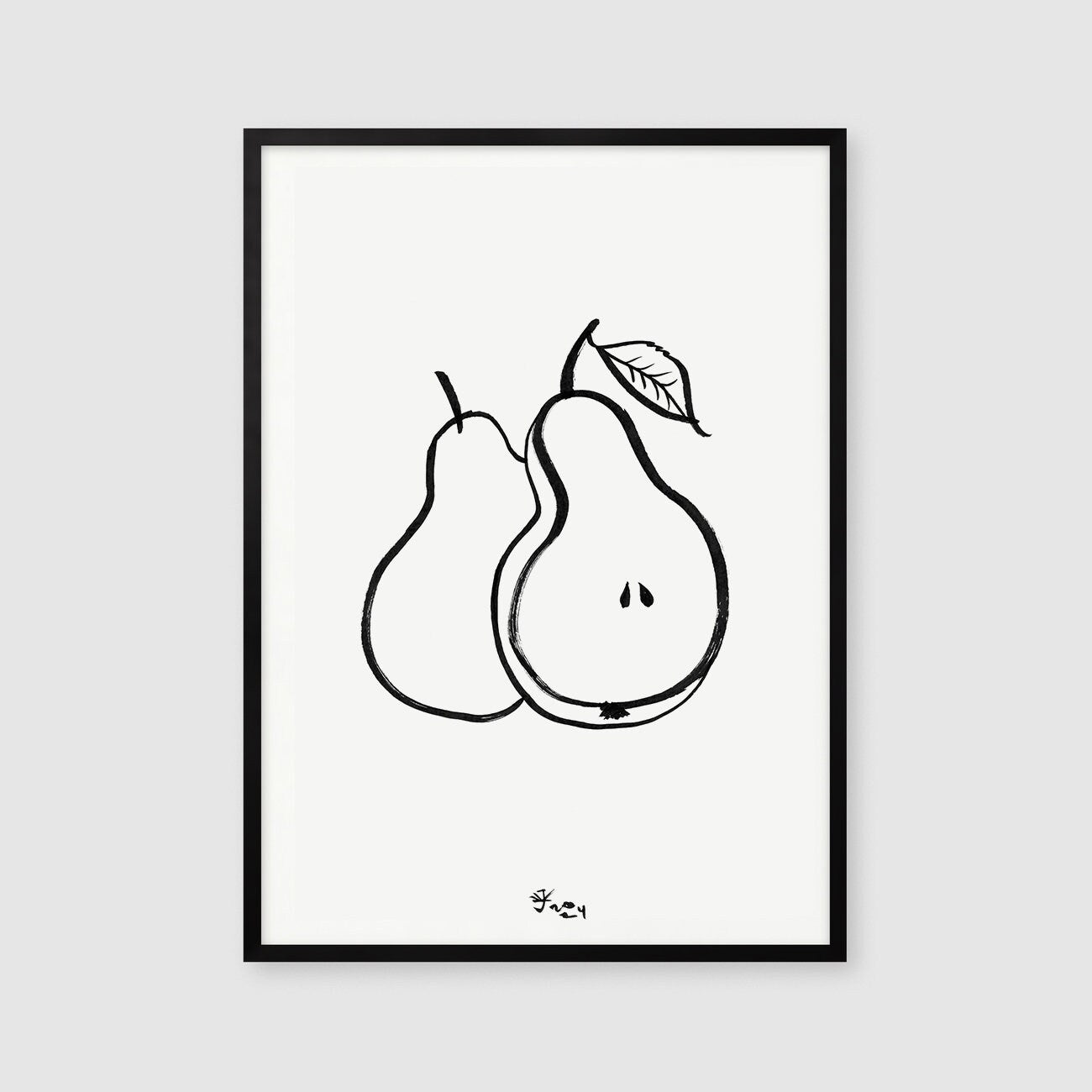 Pear Digital Download Print, Kitchen Wall Art, Fruit Decor, Minimalistic Pears Drawing, Black And White Kitchen Art, Vitamins Print, Bio