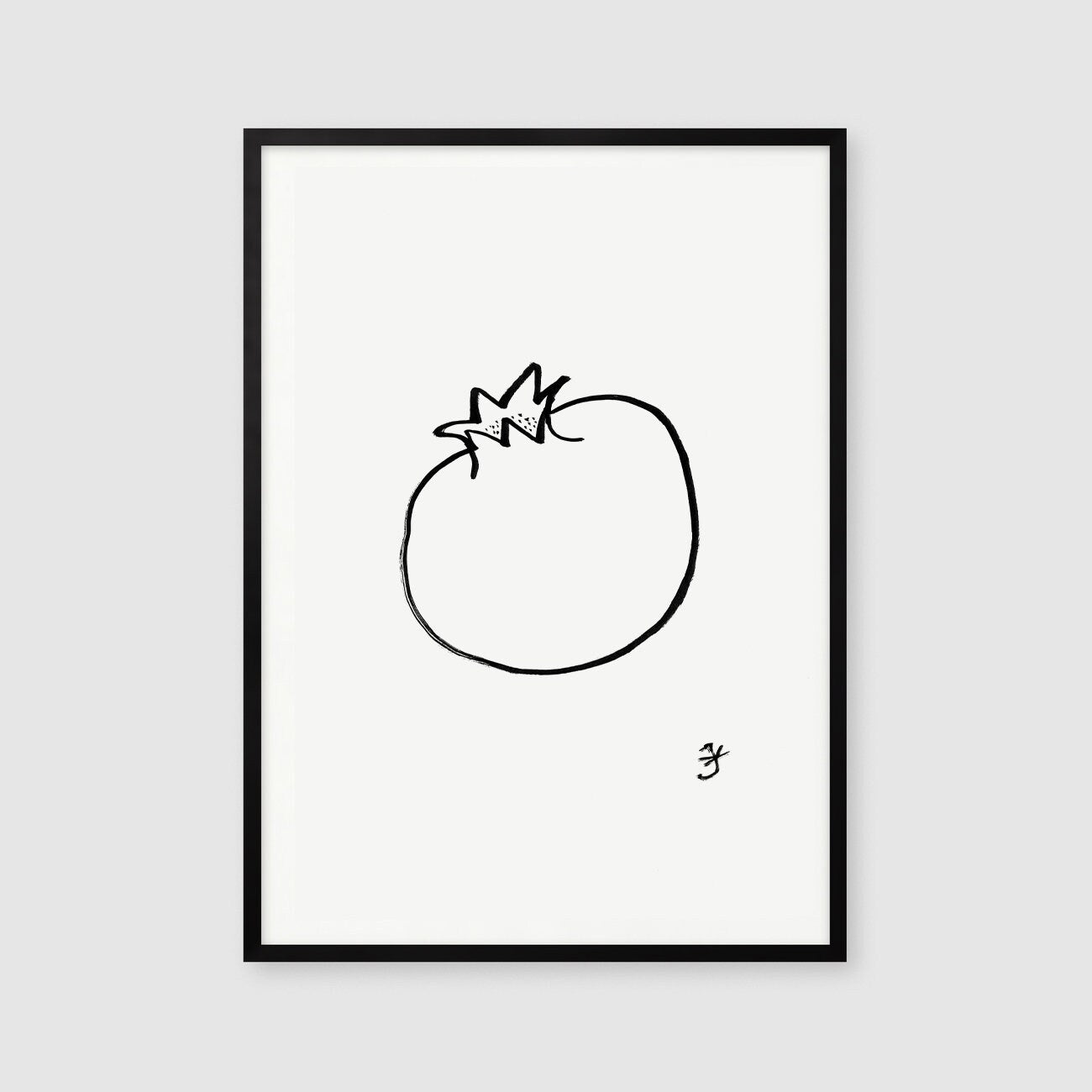 Pomegranate Print, Minimalist Fruit Wall Art, Instant Download, Pomegranate Ink Drawing, Winter Fruit Printable, Kitchen Black and White
